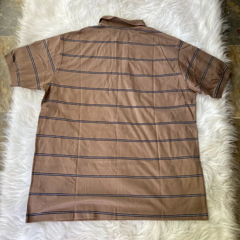 Vintage Cross Creek Shirt Sz XL Brown Striped Polo Made In USA Outdoors Casual - Picture 4 of 4